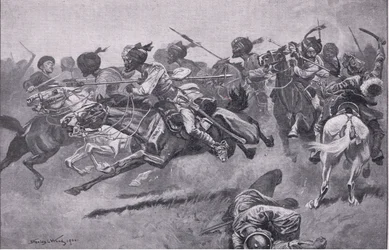 En la expedición a Pao-Ting-Fu: una carga de los lanceros bengalíes